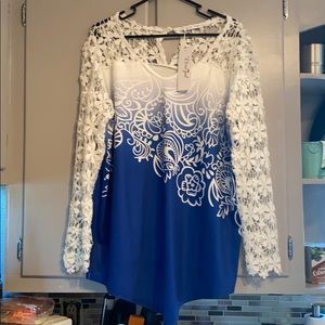 Plus size Rosegal 2XL (16) Ombré lace sleeved top